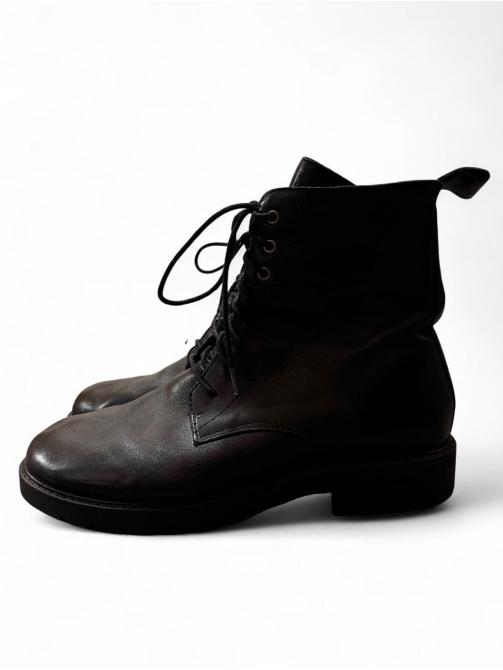 Eileen Fisher Black Lace-Up Leather Boots